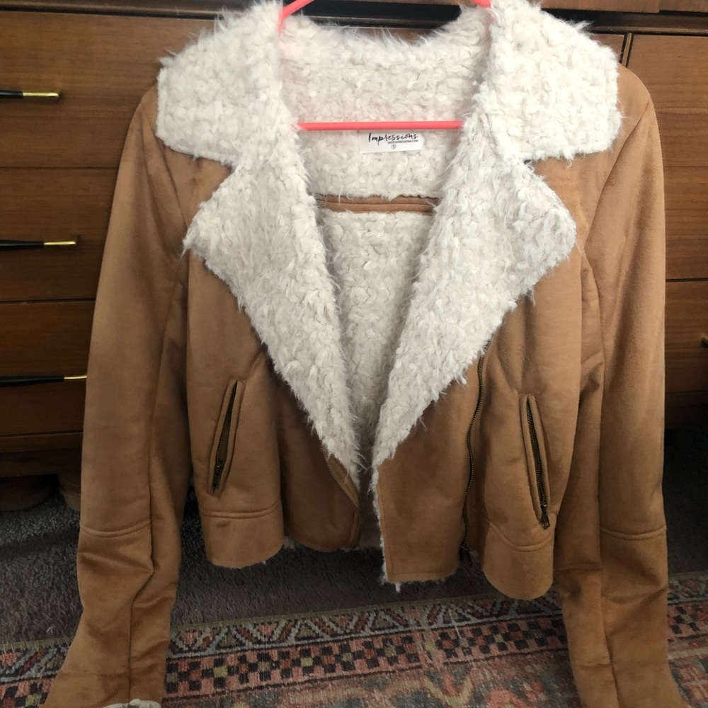 Faux fur zipper jacket